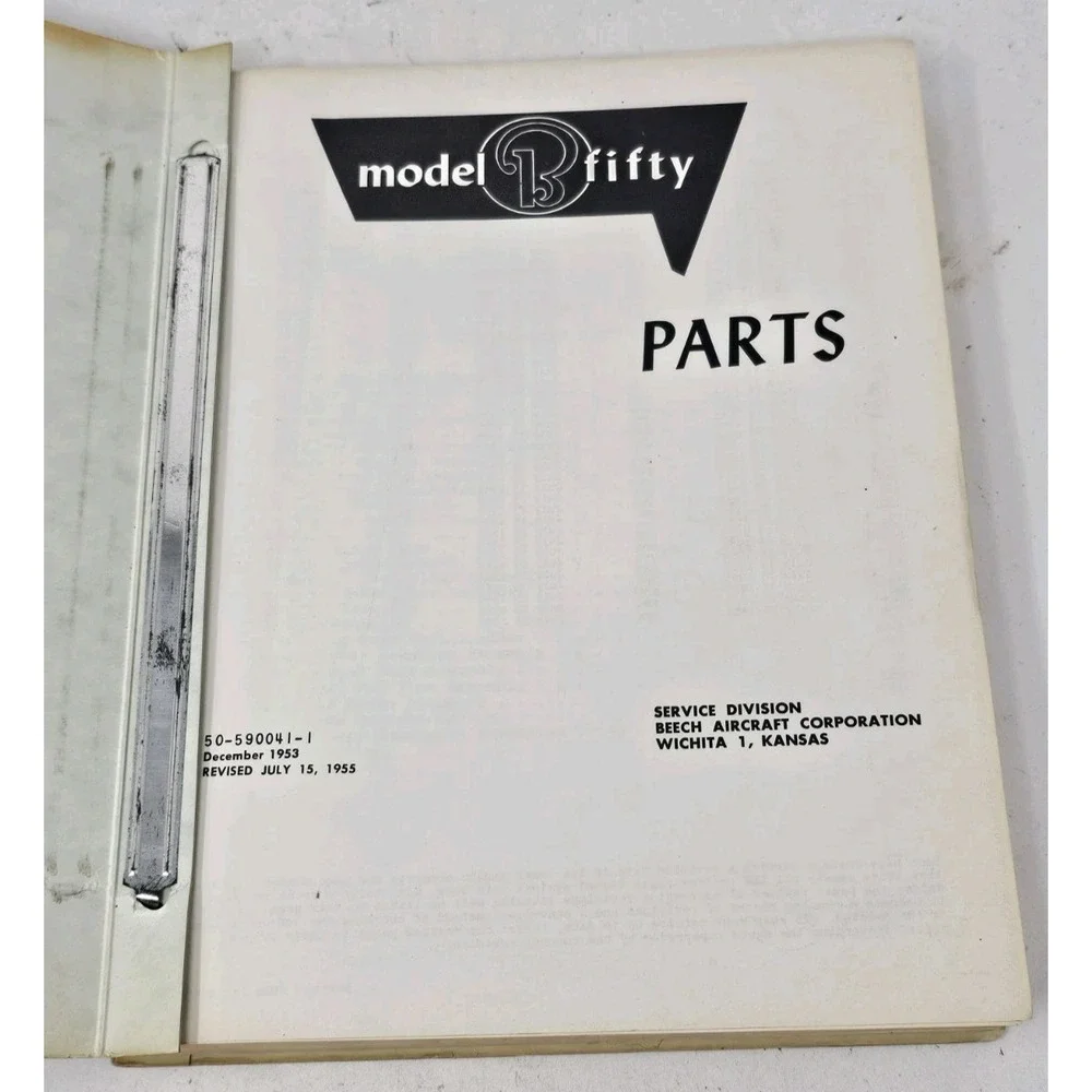 Beechcraft Model B Fifty B50 Parts Catalog Rev 1955 Original‎ OEM